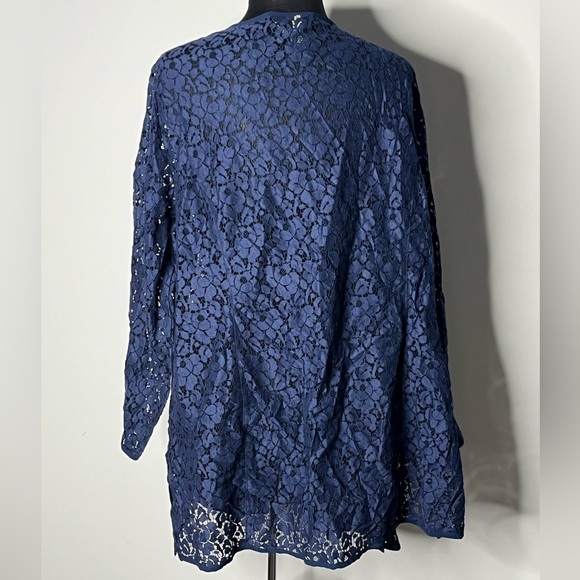 CATHERINES BLACK LABEL Women’s Navy Blue Lace Detail Open Front Cardigan Size 1X - Picture 3 of 6